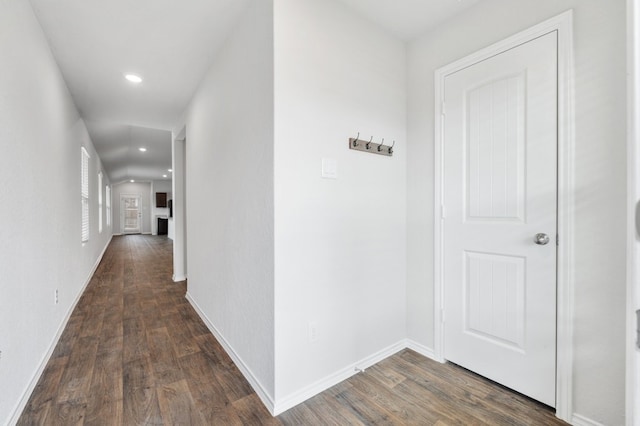 hallway featuring dark hardwood / wood-style floors