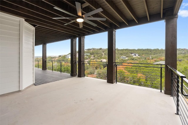 view of patio / terrace featuring ceiling fan