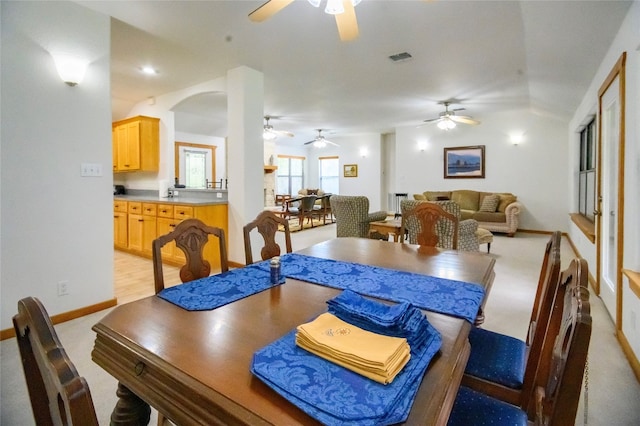 view of carpeted dining area