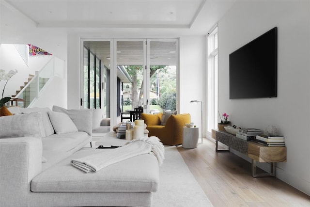 living room with hardwood / wood-style floors