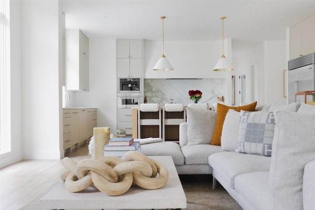 living room featuring light hardwood / wood-style floors