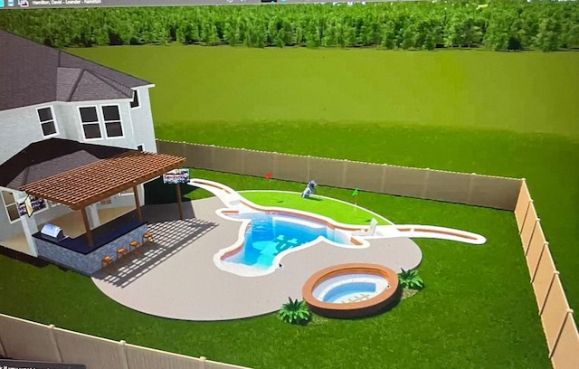 view of swimming pool with a fenced backyard