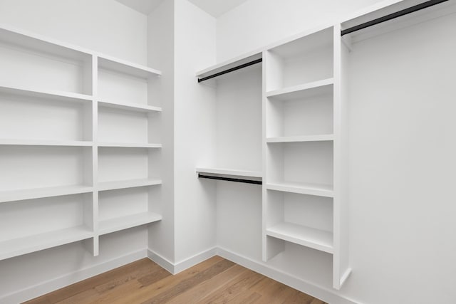 walk in closet with light wood-type flooring