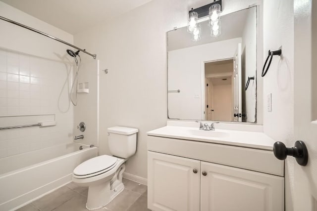 full bathroom featuring tile patterned floors, vanity, shower / bathing tub combination, and toilet