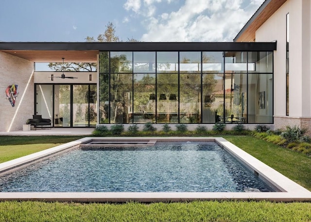 view of swimming pool featuring a patio area