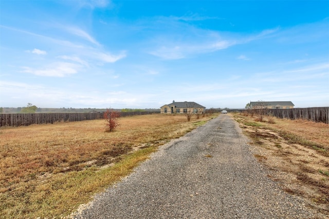 view of road with a rural view