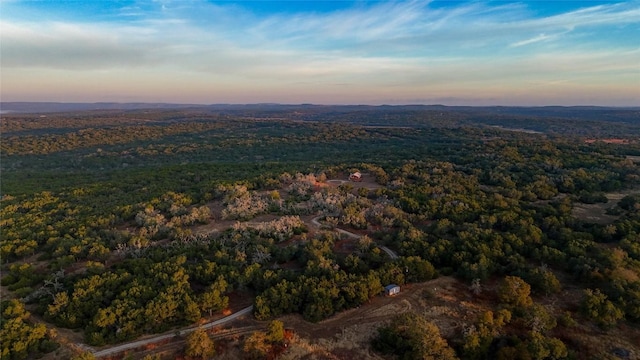 view of aerial view at dusk