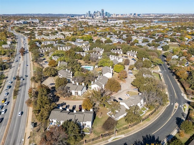 1815 River Crossing Cir Unit D, Austin, TX 78741 - aerial view of property and surrounding area featuring a major roadway and nearby suburban area