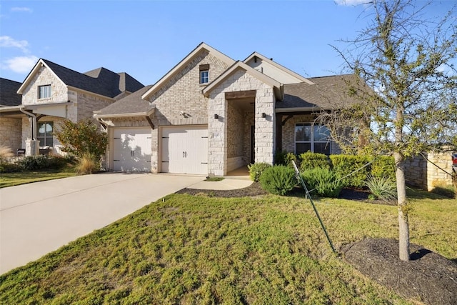 view of front of home featuring a garage and a front yard