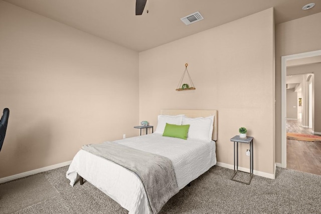 bedroom with carpet and ceiling fan