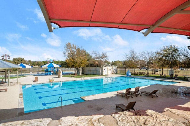 view of pool with a patio area