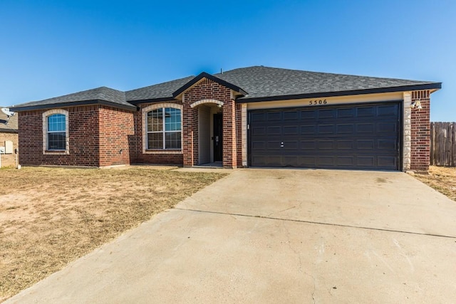 single story home with a garage