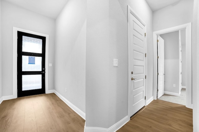 foyer with wood-type flooring