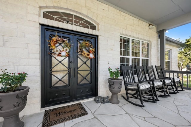 view of exterior entry with french doors