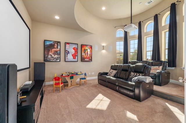 465 Linden Loop, Driftwood, TX 78619 - carpeted cinema room with baseboards and recessed lighting