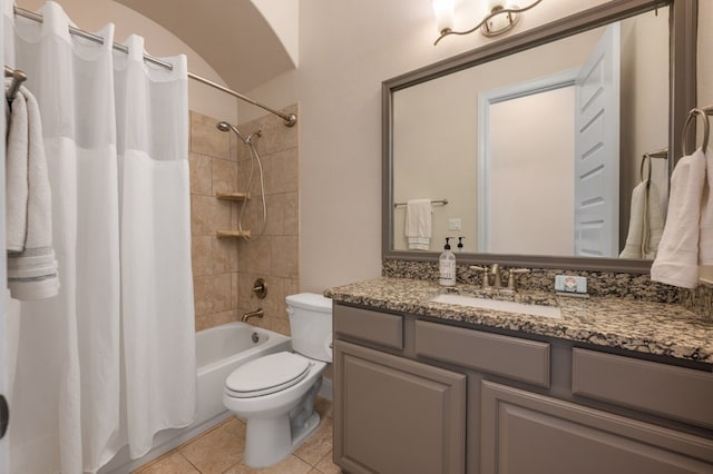465 Linden Loop, Driftwood, TX 78619 - bathroom featuring vanity, toilet, tile patterned floors, and shower / bath combo
