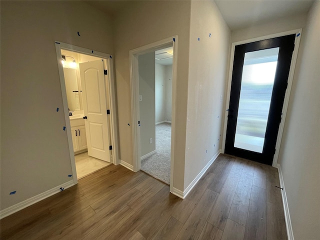 hall featuring hardwood / wood-style floors