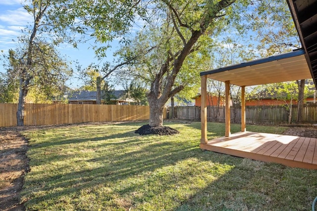 view of yard featuring a deck