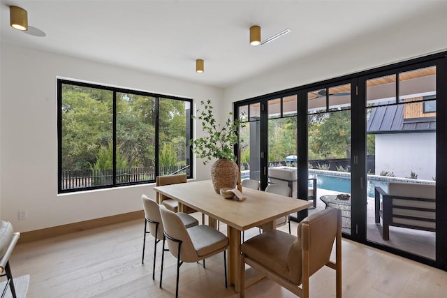 dining area featuring light hardwood / wood-style floors