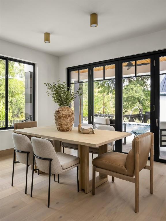 dining area featuring light hardwood / wood-style flooring