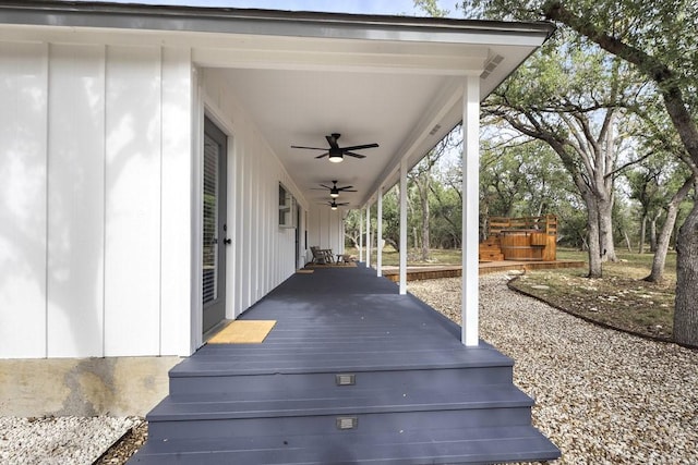 view of patio / terrace featuring ceiling fan