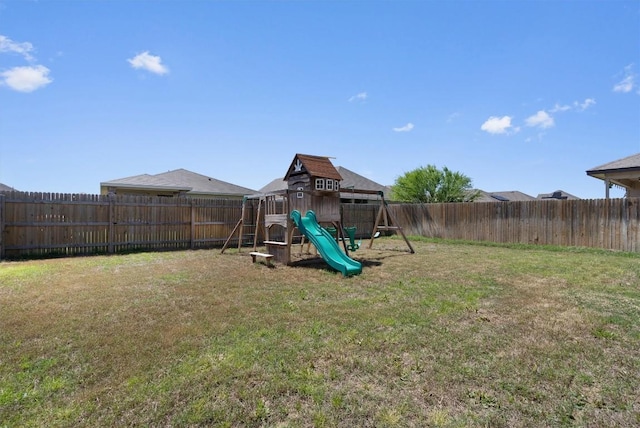 view of play area with a lawn