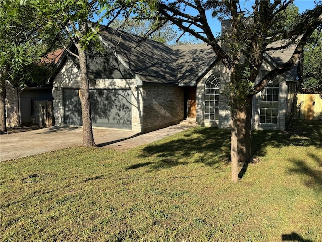 exterior space featuring a yard and a garage