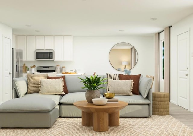 living room with light wood-type flooring