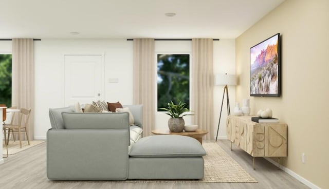 sitting room featuring light wood-type flooring