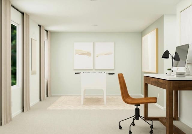 office with light colored carpet