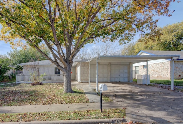 single story home with a garage