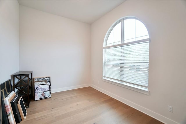 unfurnished room with light wood-type flooring