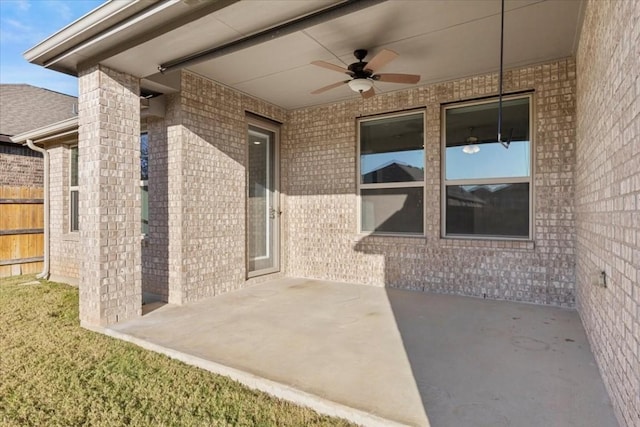 view of patio / terrace with ceiling fan