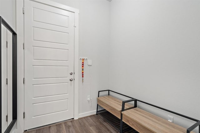 foyer entrance with dark hardwood / wood-style flooring