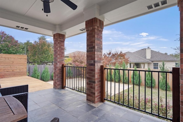 view of patio / terrace featuring ceiling fan