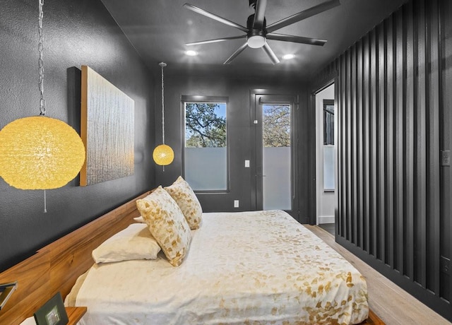 bedroom featuring ceiling fan