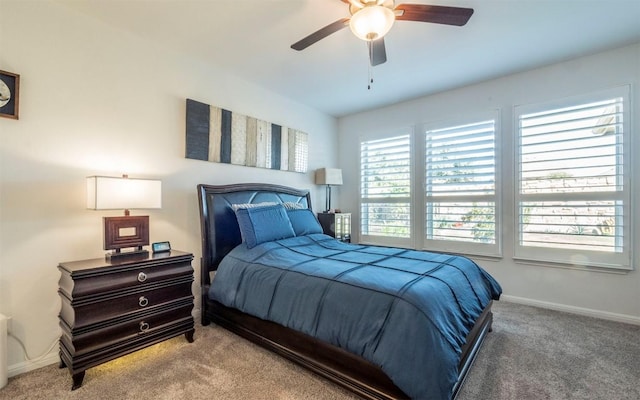 bedroom with carpet and ceiling fan