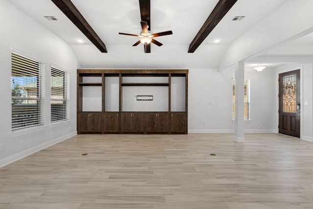 5152 Cornetto Blfs, Round Rock, TX 78665 - unfurnished living room with light wood finished floors, ceiling fan, and baseboards