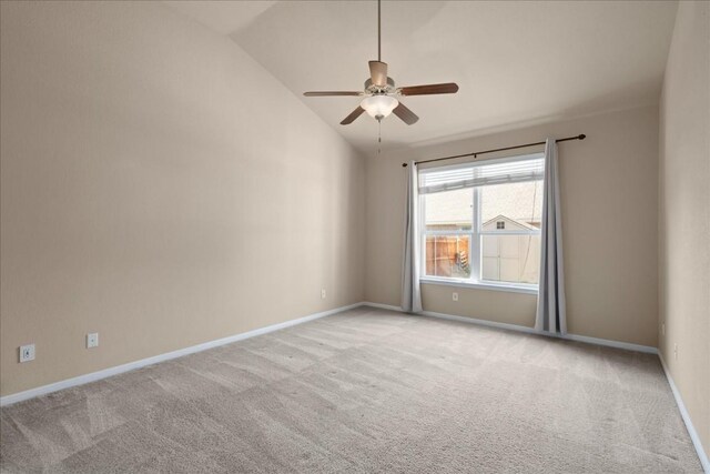245 Clear Springs Holw, Buda, TX 78610 - empty room with carpet, lofted ceiling, a ceiling fan, and baseboards