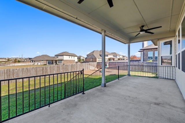 view of patio / terrace featuring ceiling fan