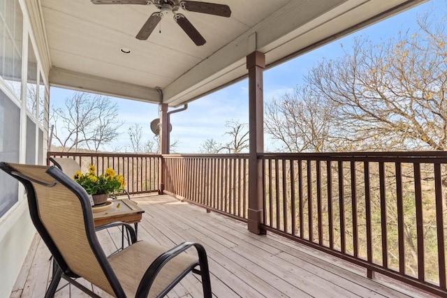 deck with a ceiling fan