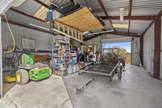 garage featuring metal wall