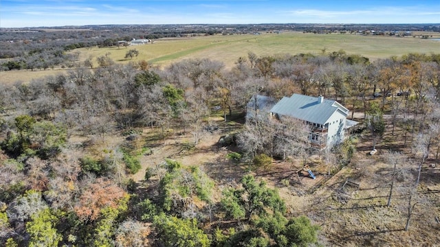 birds eye view of property featuring a rural view