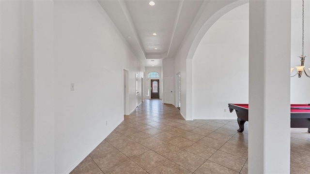 interior space featuring light tile patterned flooring