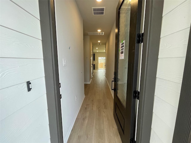 hall featuring light wood-type flooring