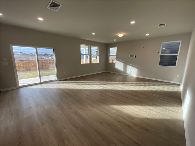 empty room featuring a wealth of natural light and hardwood / wood-style floors