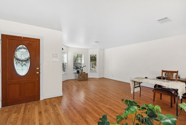 foyer entrance featuring light wood-type flooring