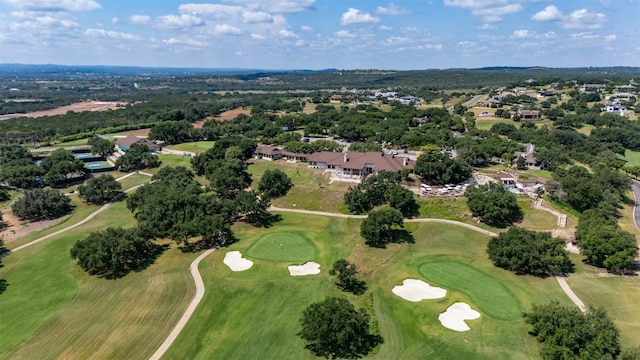 aerial view featuring golf course view and a residential view