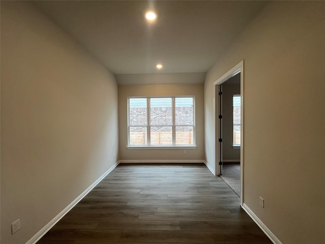 interior space with dark wood-type flooring