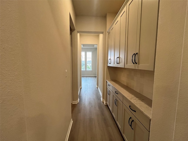 hallway with wood-type flooring